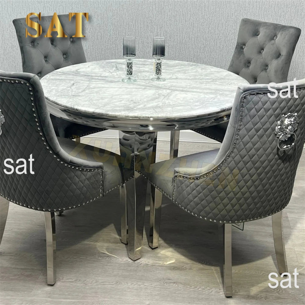 # Furniture Cheap Modern Elegant Dining Table Set 4 Chairs Marble