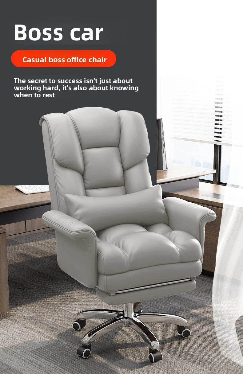Executive Leather Office Chair Ergonomic Comfort Reclining Desk Chair for Home Workstations Full Backlift Adjustable Furniture
