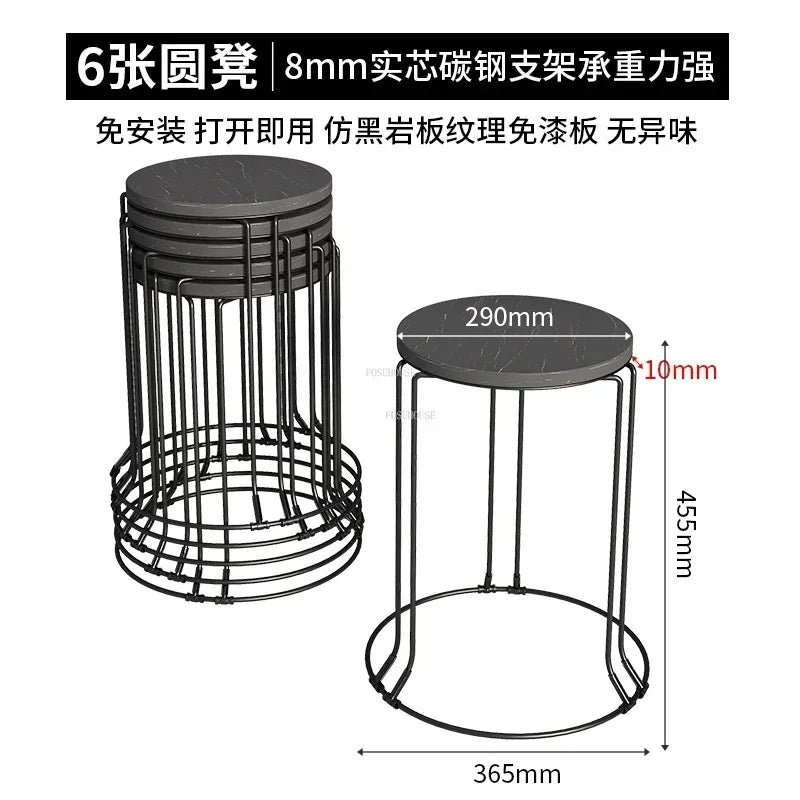 Home Folding Dining Table Set with Chairs Mobile Round Furniture Modern Kitchen Living Room Light Luxury Simple Portable