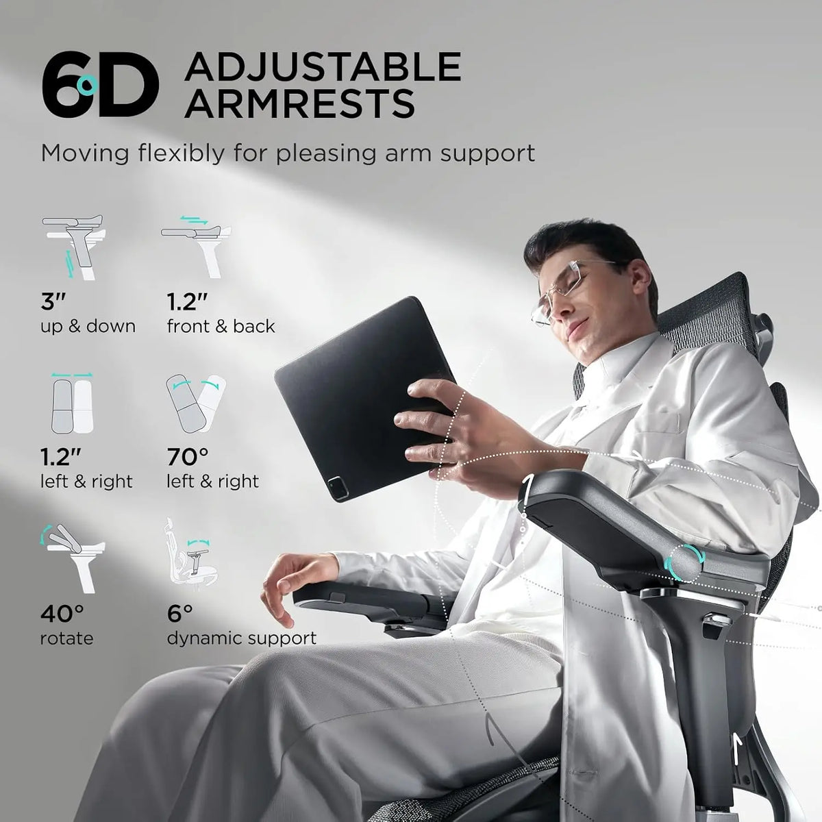 Ergonomic Big and Tall Office Chair with 3-Zone Lumbar Support, 4D Headrest, 6D Armrests, Black