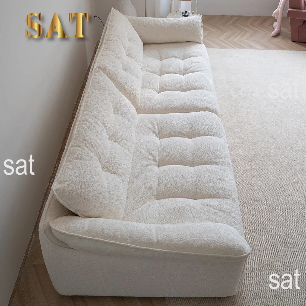 # Nordic Modern Cream White Sherpa 3-seater Living Room Set Sofa Modular Deep Throne Villa Apartment Hotel Designer Sofa