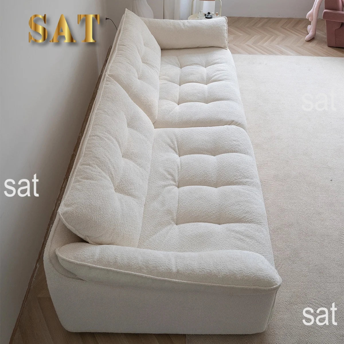 # Nordic Modern Cream White Sherpa 3-seater Living Room Set Sofa Modular Deep Throne Villa Apartment Hotel Designer Sofa