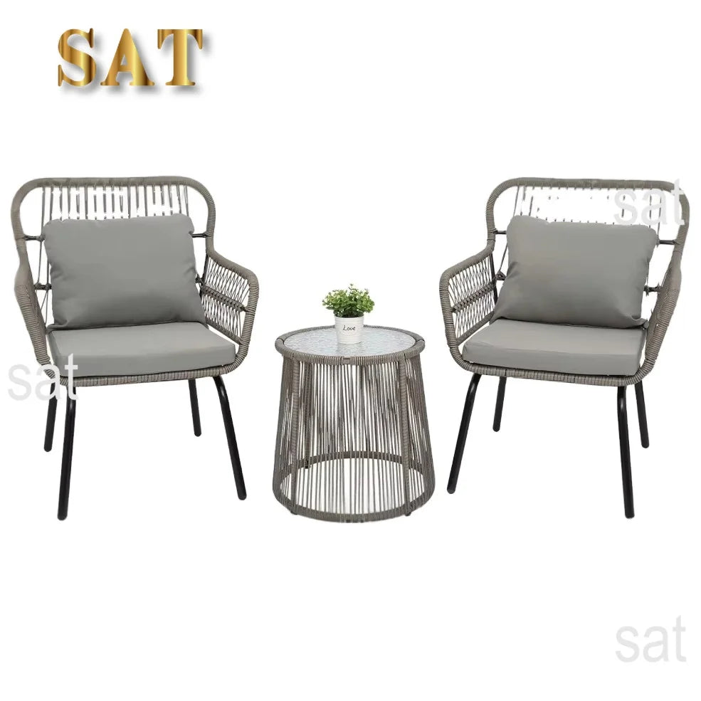 # New Arrival 3 Pieces Outdoor Furniture Set Patio Rattan Wicker Chairs