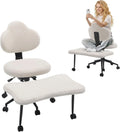 White Cross Legged Office Chair Meditation Seat with Lumbar Support for Desk Work, Yoga & Mindfulness Comfortable & Space-Saving