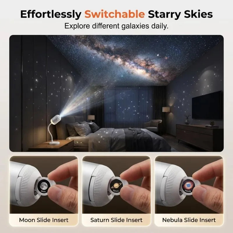 Intelligent Galaxy Ocean Projector 360 adjustable starry holographic night light Bedroom ceiling car home atmosphere lamp gifts