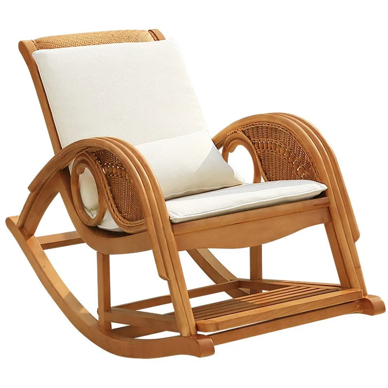 Rattan rocking chair Adult leisure recliner Natural rattan Xiao real rattan free chair Elderly solid wood new Chinese rocking ch