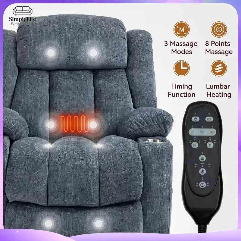 Modern Recliner Office Chair with USB Charging Port Swivel Base Massage Function Adjustable Lumbar Support Ergonomic