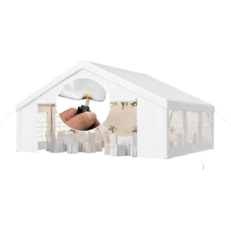 20x40 FT Rectangular Waterproof Canopy with CPAI-84 Flame Retardant PVC Top UV50 Protection Galvanized Steel Frame Wind Rated Le