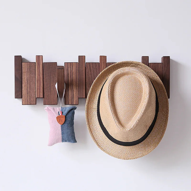 Beech and Walnut Coat Rack Wall Mounted Sticks Piano Clothes Rack Creative Hanging Doorway Entrance Cloak Rack Home Decor