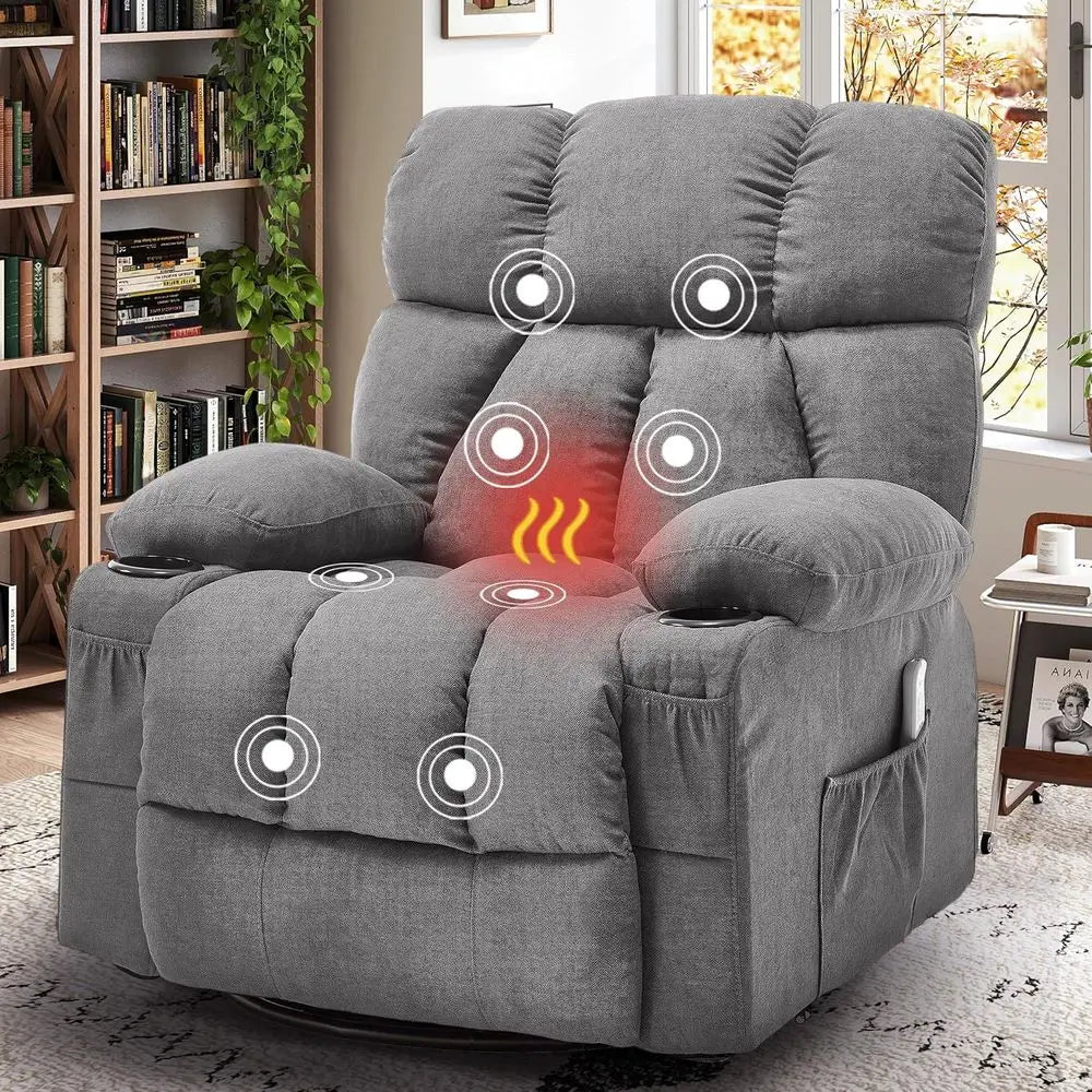 Oversized Massage Recliner Chair, Oversized Rocker Lazy Boy Chairs with Vibration & Gently Heat, Ergonomic Manual Nursery Chair