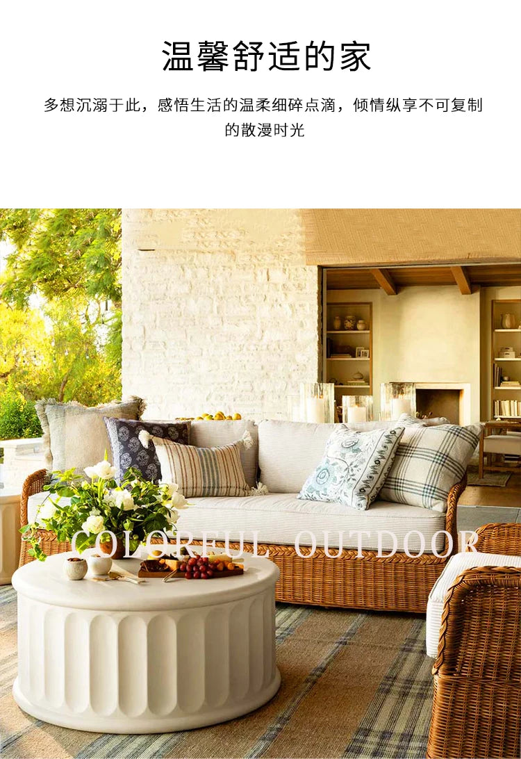 Outdoor rattan sofa, courtyard, outdoor balcony, villa garden, waterproof and sunscreen rattan chair combination furniture