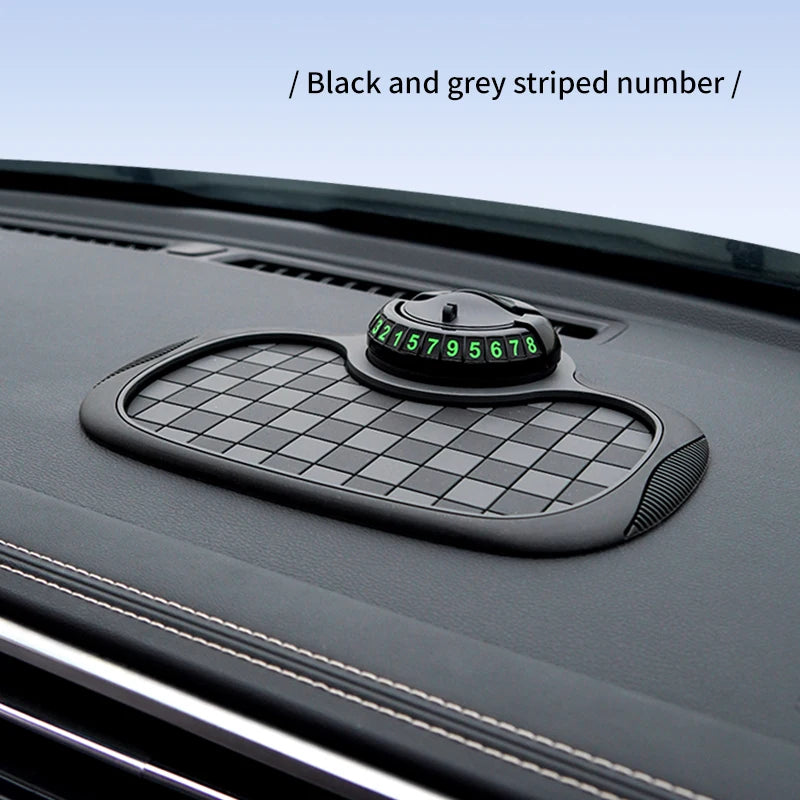 Multifunctional Plaid Anti-Slip Mat Car Phone Holder 360° Rotatable Temporary Parking Card Auto Accessories