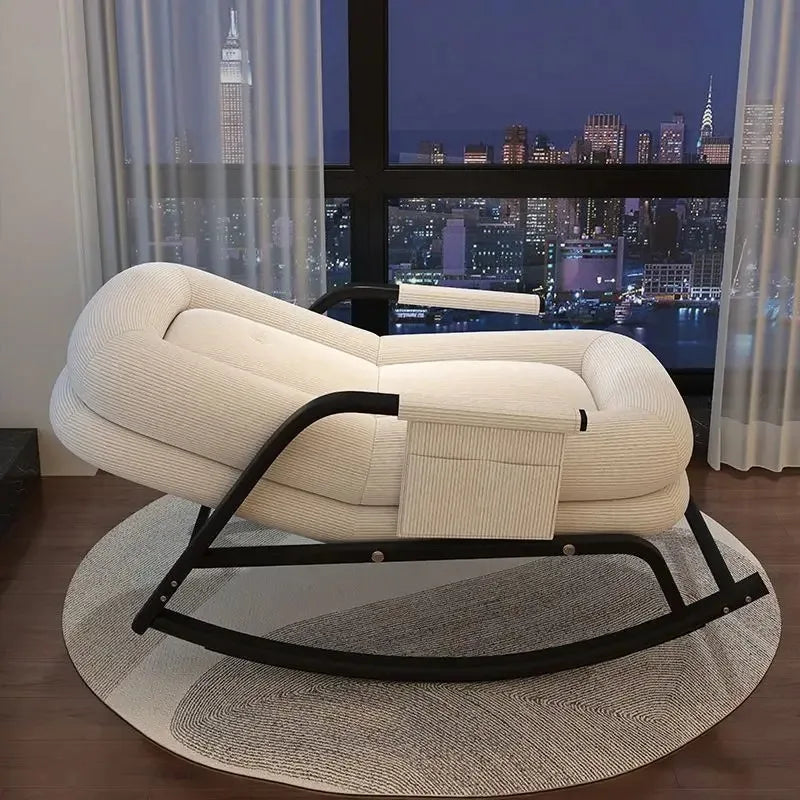 Cozy Home Rocking Chair Balcony Leisure Lounge Chair for Adults, Ergonomic Lazy Rocker for Living Room Relaxation Lunch Breaks