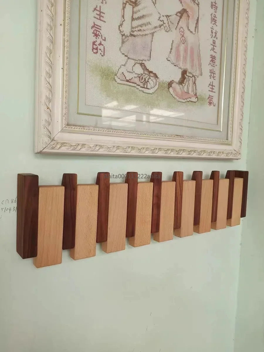 Solid Wood Door Back Coat Hooks Entrance Rack No Drilling Wall Mounted Clothes Hanger for Home Decor