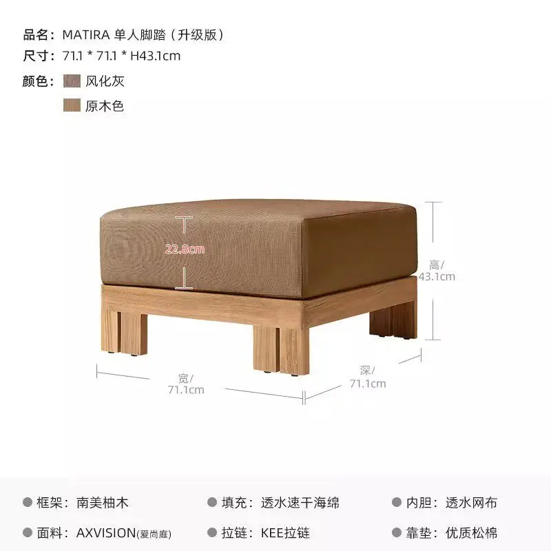 Villa Courtyard Teak Sofa Outdoor Garden Solid Wood Outdoor Terrace Hotel Leisure Furniture Combination