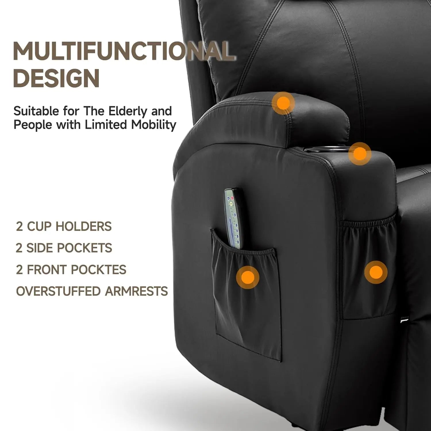 360° Swivel Rocking Recliner Chair with Massage & Heat, Manual Rocker for Adults, Custom