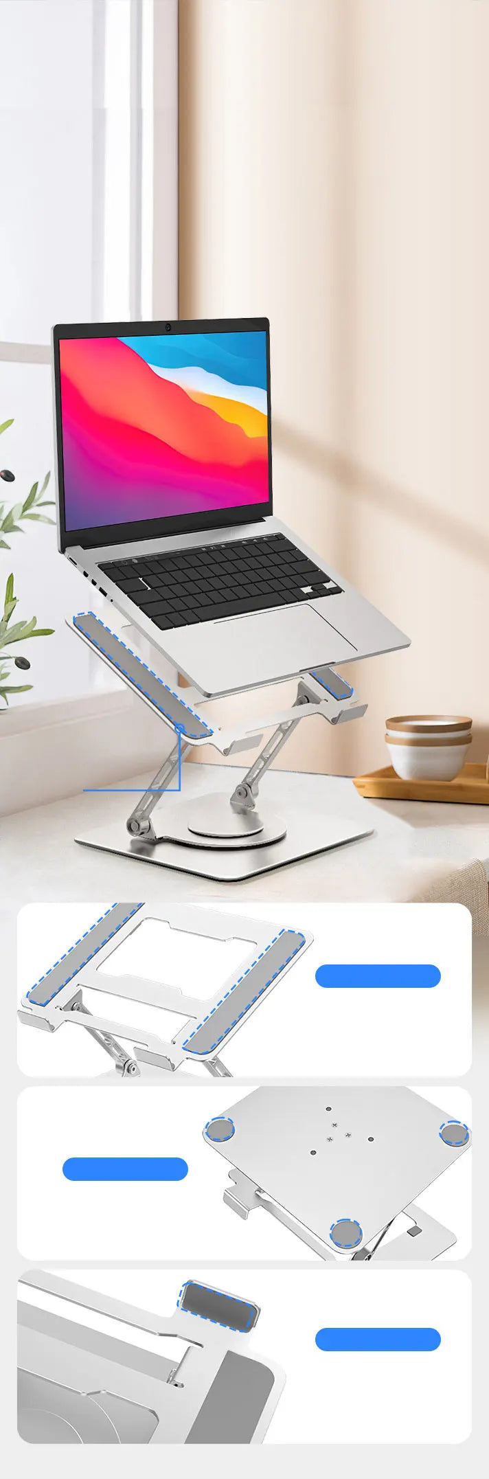 Foldable Laptop Stand Notebook Holder Vertical Aluminium Adjustable Portable Laptop Table Stand for Macbook Tablet Accessories