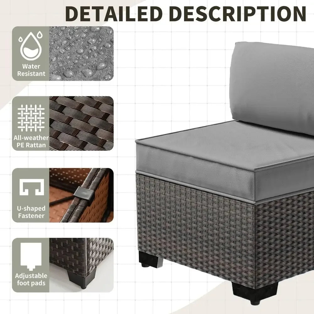 8 Pieces Patio Furniture Set with Fire Pit Table, All Weather Rattan Outdoor Furniture with 29.5 High Backrest 4 Thick Cushions