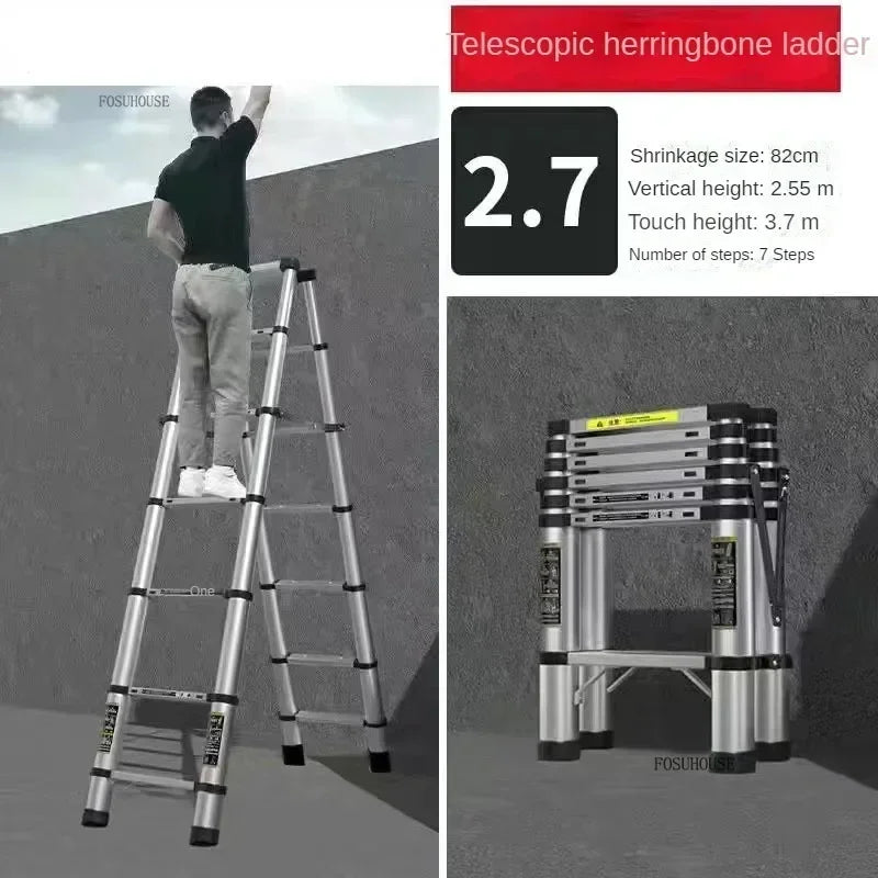 Folding Ladder for Construction Site Metal Telescopic Modern Thickened Ladders Creative Multifunctional Step Ladders for Home G