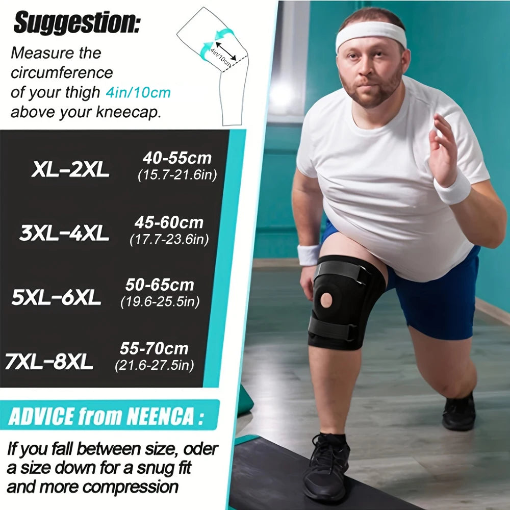 1PC Knee Brace for Men &Women - Adjustable Patella Compression Knee Support for Arthritis,Plus Size Knees Brace Side Stabilizers