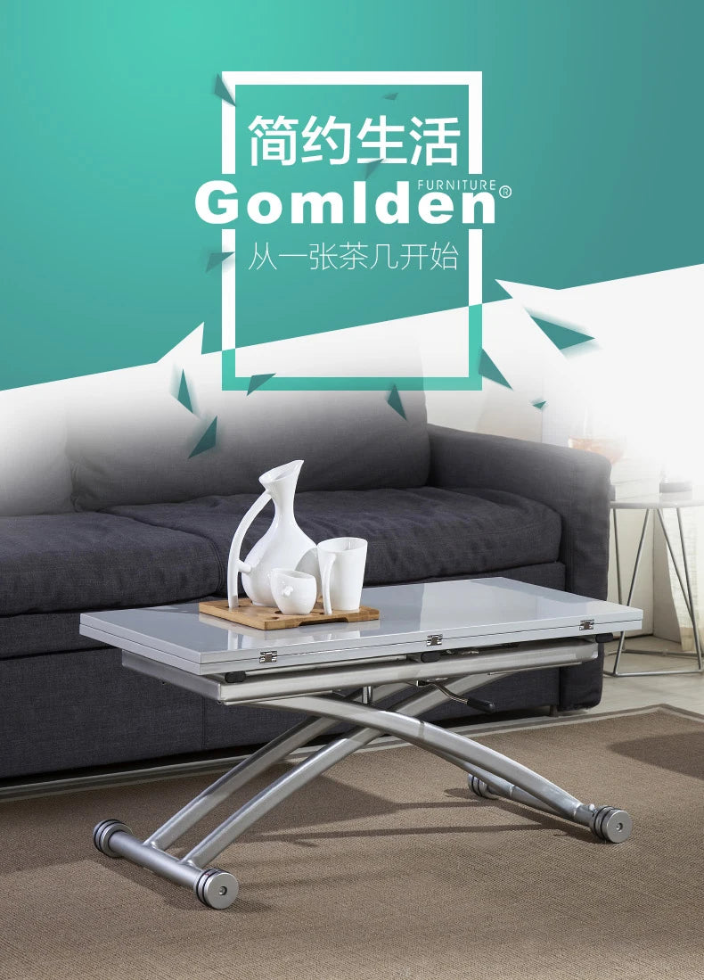 Gaomaiden free adjustment lifting coffee table small apartment household variable dining table dual-purpose square creative fold