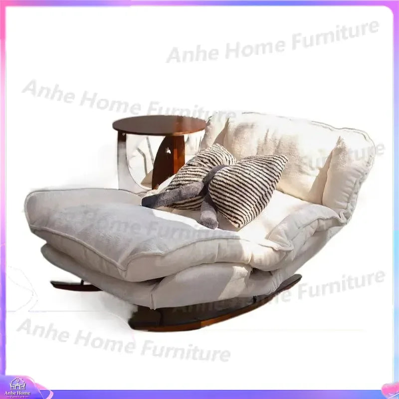 Modern Chenille Folding Sofa Bed Single Lazy Lounge Chair Adjustable Recliner Armchair for Living Room Bedroom Balcony