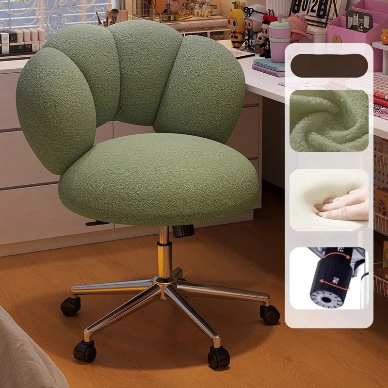 Cream Wind Living Room Chairs Furniture Dressing Stool Rotatable Chair Lamb Wool Small Internet Celebrity Stool Computer Stool