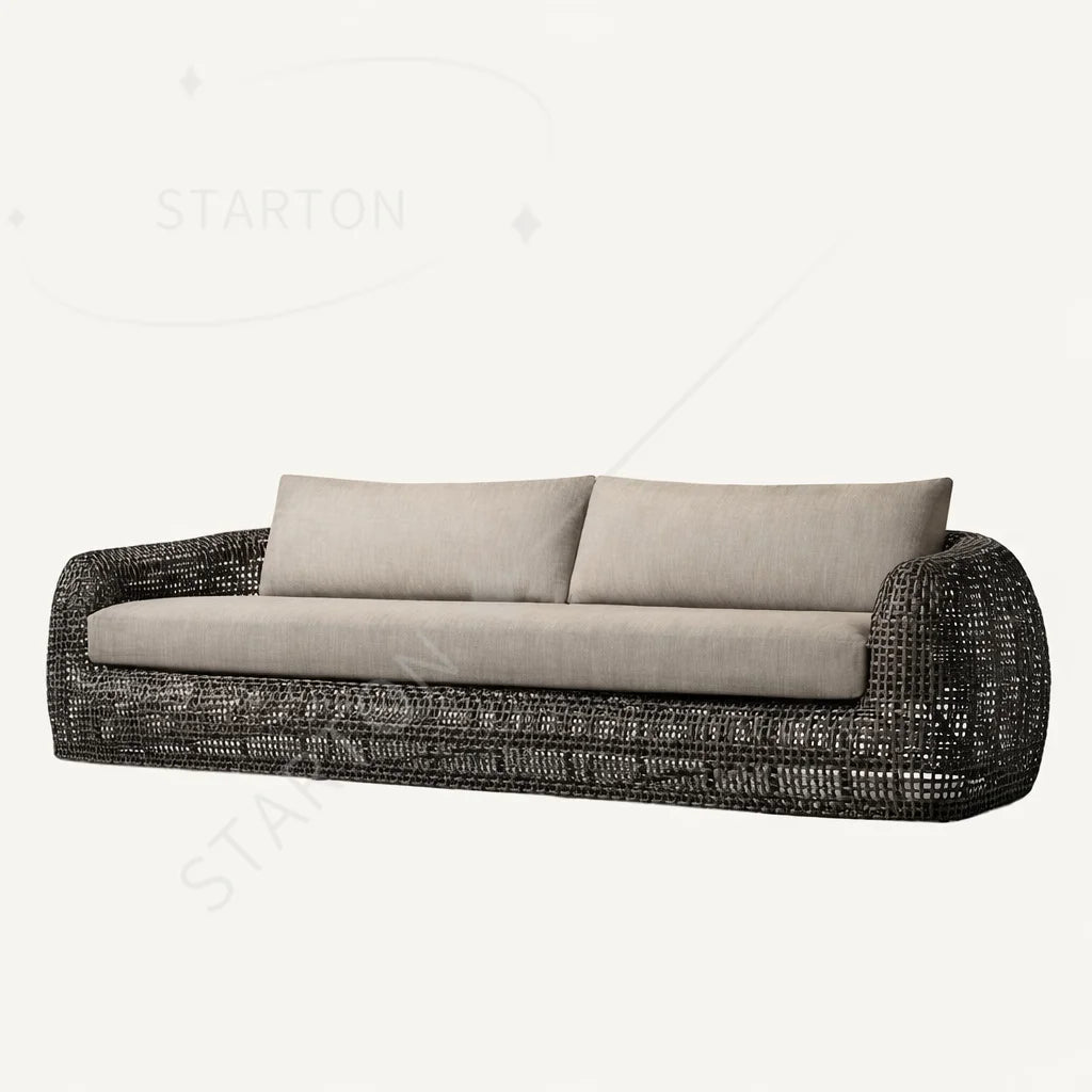 Waterproof Garden Rattan Sofa Pool Sun Lounger  Furniture Set Hotel Rattan Sofa Patio Outdoor