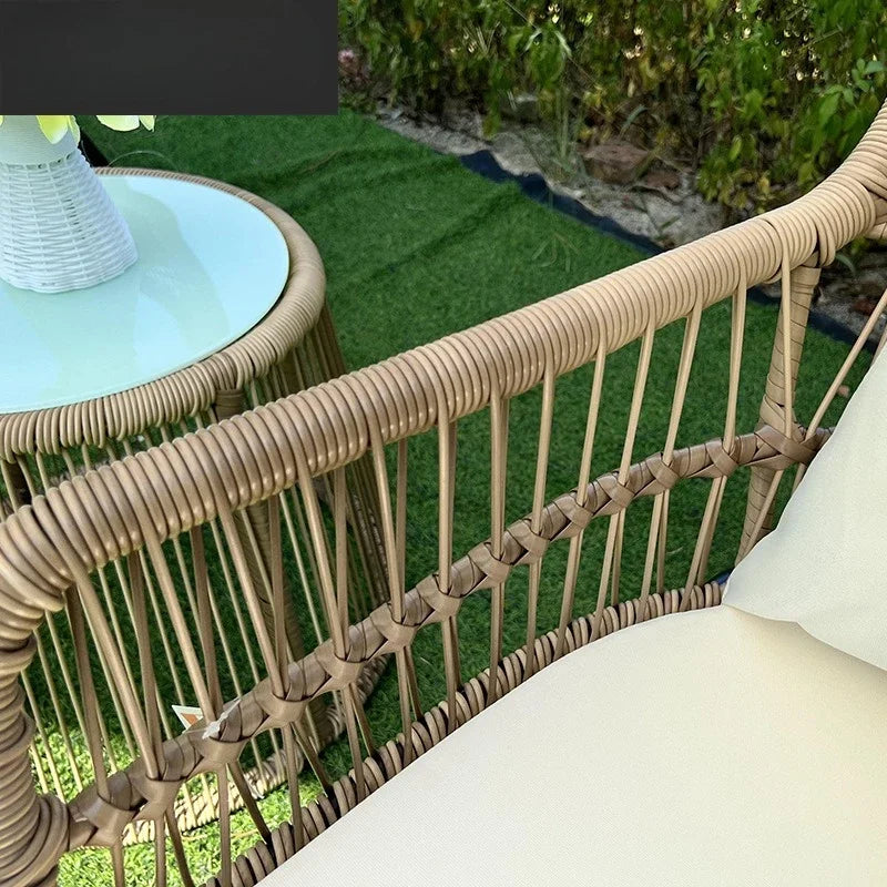 Outdoor garden courtyard rattan weaving chair outdoor living room coffee table rattan art table and chair furniture
