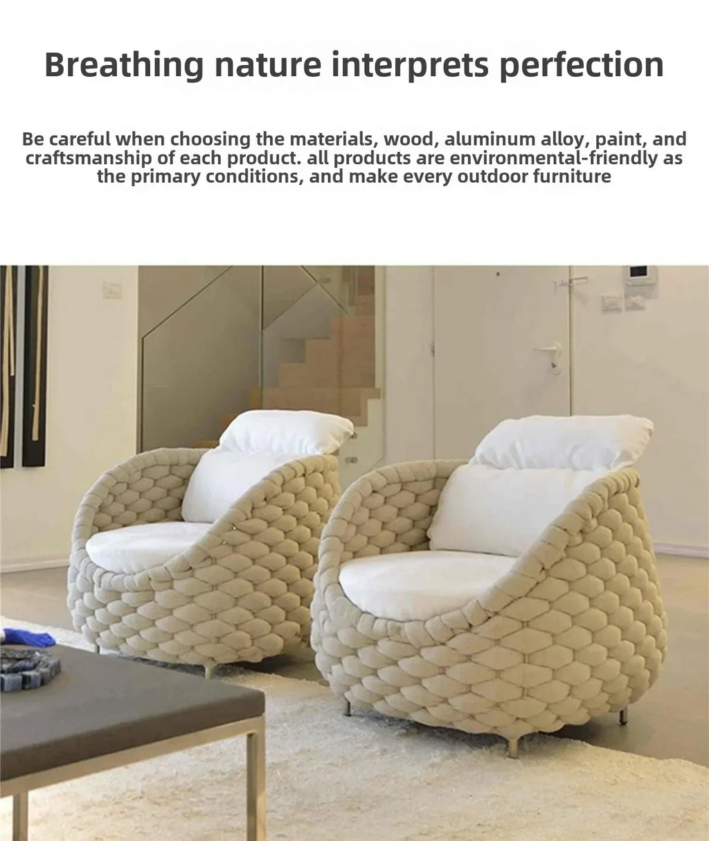 All-Weather Rattan Outdoor Sofa Set or Villa Balcony Living Room Leisure Terrace Furniture fCourtyard Combination Double Chair