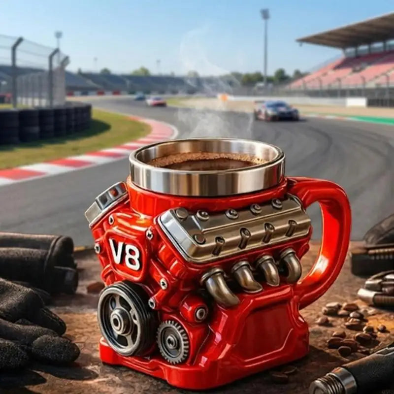 Unique Engine Molded Coffee Cup 11 Fluidounce for Hot Beverages Car Fan Present Rosin and Untarnished Substance Decorative Part