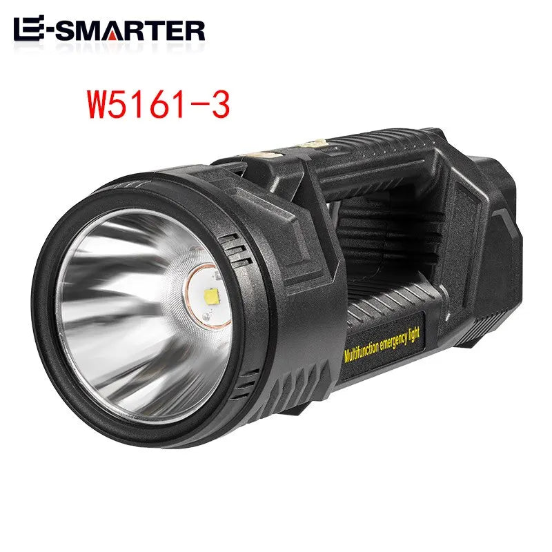 Portable Powerful Searchlight with Large Capacity Lithium Battery Rechargeable Handheld Flashlight Featuring Power Bank Function