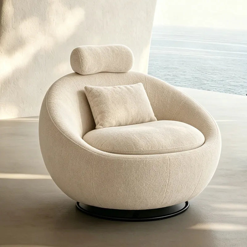Beige Designer Sleeping Lounge Chair — Salon & Bedroom Recliner Modern