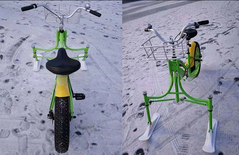 Ice bike, tandem ski, bicycle ice skate