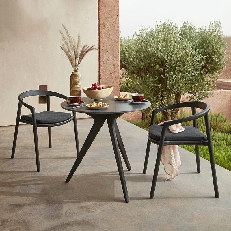 Leisure Solid Wood Outdoor Table Chair Garden Furniture Sets Patio Modern Balcony Three-piece Set Design Creative Home Armchair