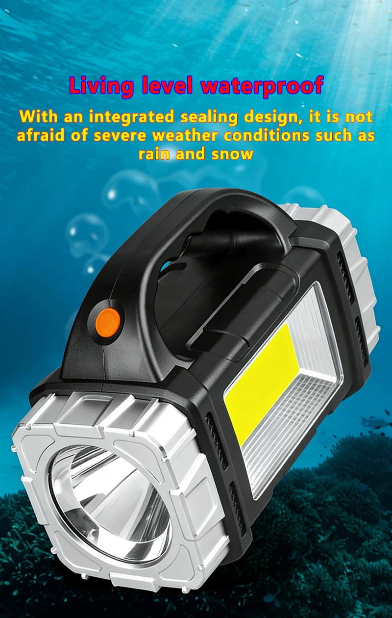 Multifunctional portable Solar handheld lamp side light waterproof multiple lighting mode high power rechargeable LED flashlight