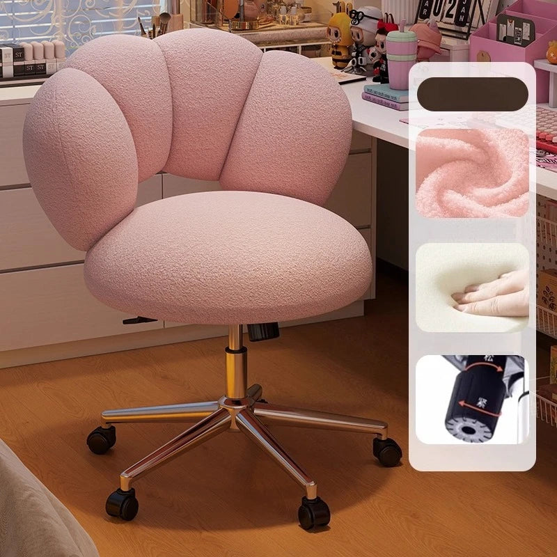 Cream Wind Living Room Chairs Furniture Dressing Stool Rotatable Chair Lamb Wool Small Internet Celebrity Stool Computer Stool