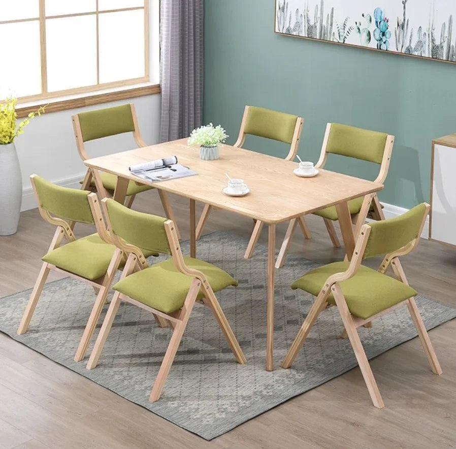 Home Solid Wood Folding Chair, Detachable Washable Wooden Seat, Multi-Purpose Desk & Casual Chair, Lightweight Portable