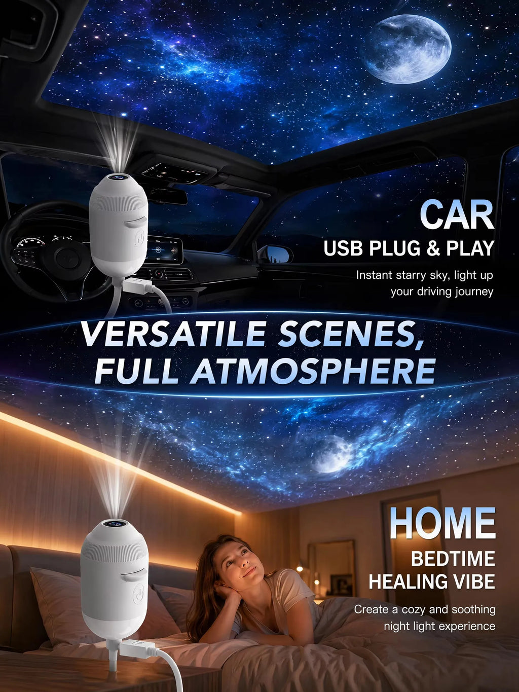 24 Projection Slides USB Plug-in Galaxy Star Projector Night Light Nebula Aurora Starry Sky Projector Light For Bedroom Decor
