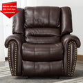 Leather Recliner Chair for Living Room, Manual Single Sofa with Footrest, Brown