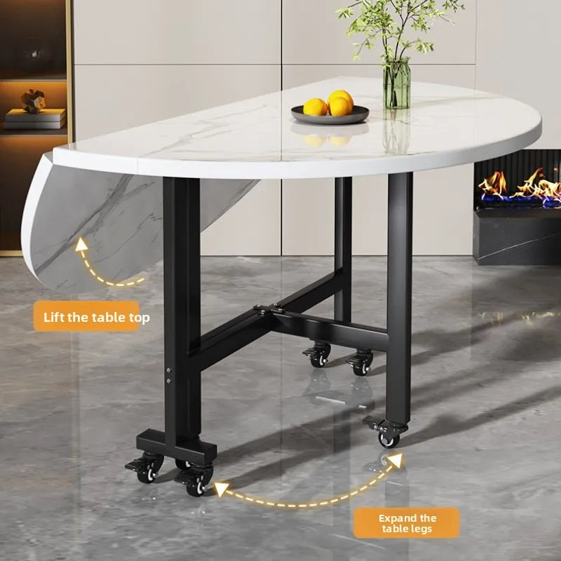 movable small apartment dining table folding round lounge extendable dining table modern Portable mesa comedor Kitchen furniture