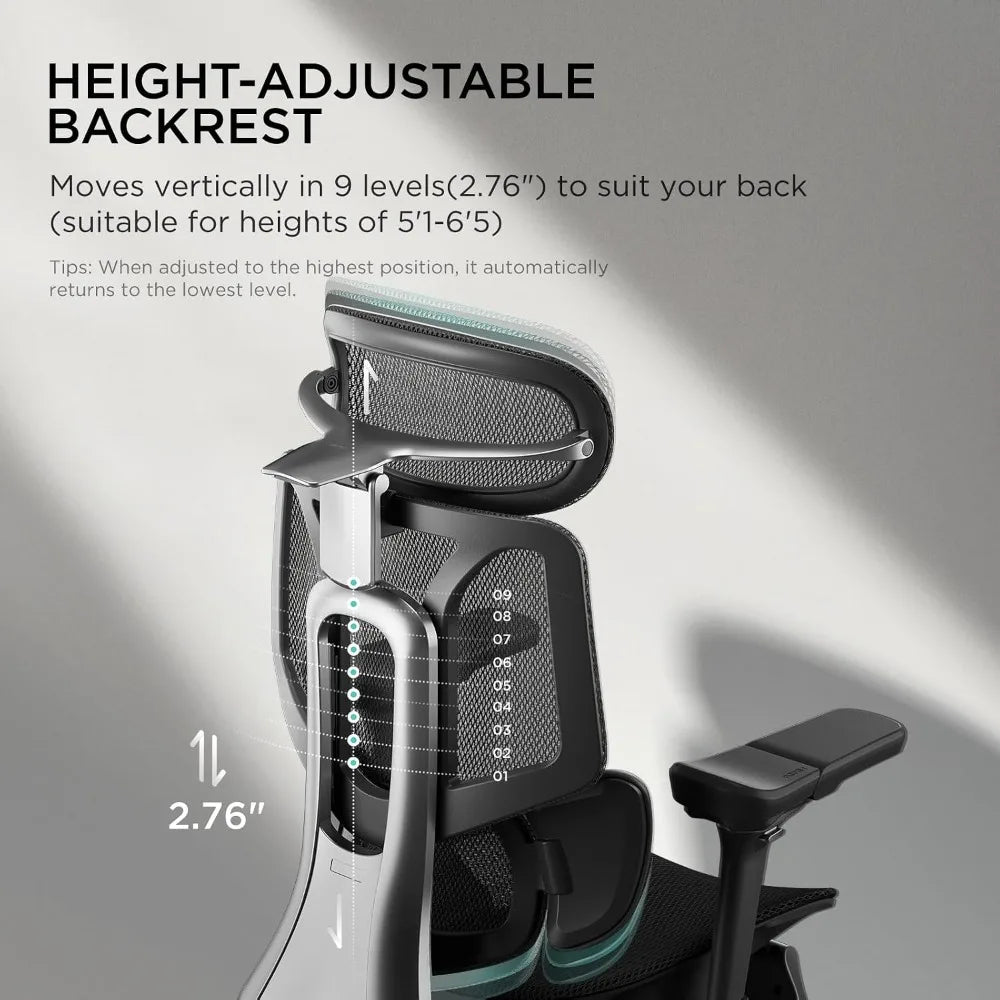 Ergonomic Big and Tall Office Chair with 3-Zone Lumbar Support, 4D Headrest, 6D Armrests, Black