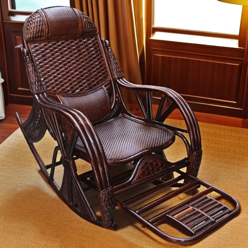PYH pure natural true rocking chair adult rocking chair elderly rattan balcony household strong free rattan chair