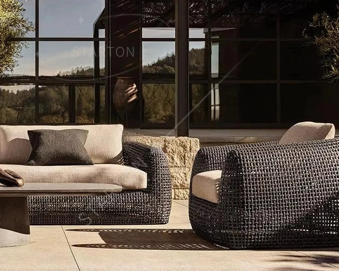 Hot Sale U-shape Modular Outdoor Furniture Aluminum Frame PE Rattan Woven Garden Customize Sectional Sofa