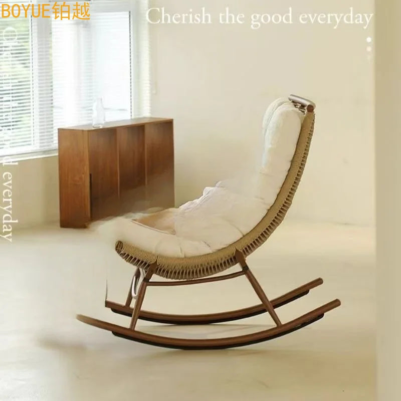 Rocking Chair Reclining Chair Adult Garden Balcony Household Nap Lazy Rocking  Elderly  Outdoor Garden Rattan Ch