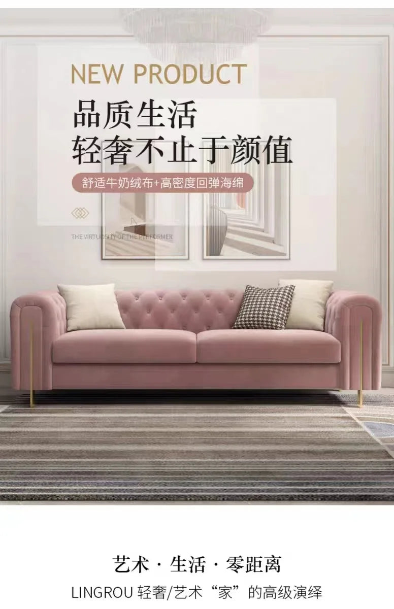 Light luxury fabric pull-button sofa, living room modern minimalist small apartment velle high-back tiger chair furniture