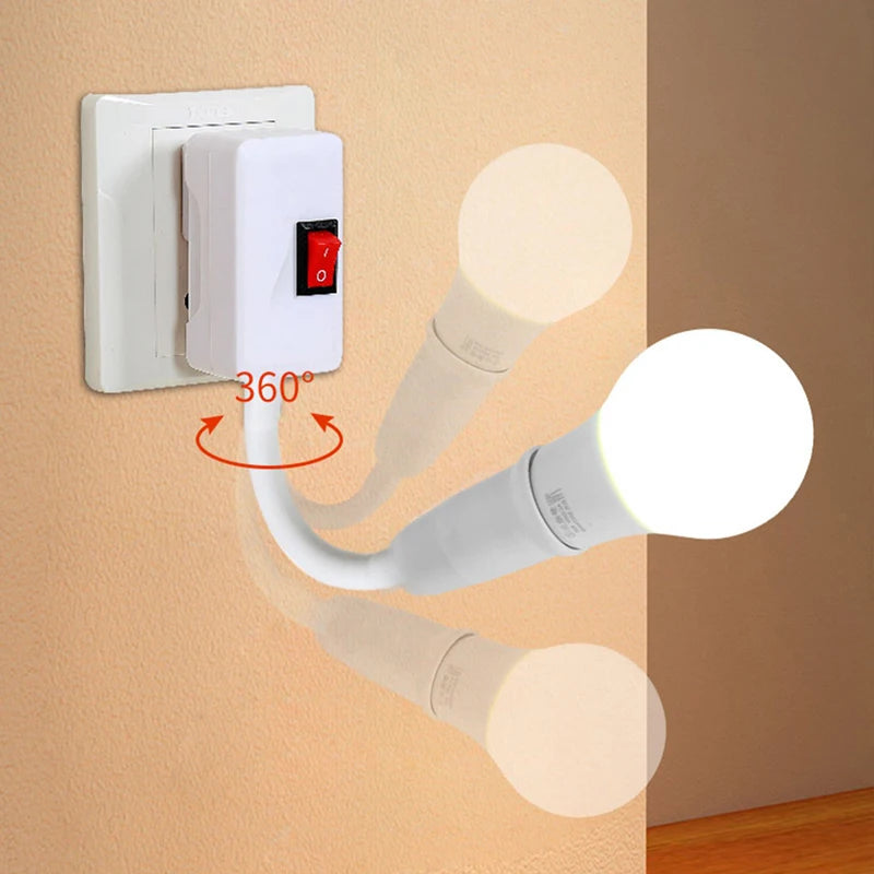E27 Lamp Base Bulb Holder Light Socket EU US Plug Wall Flexible Bendable Holder Lamp Adapter Light Base With On/Off Switch