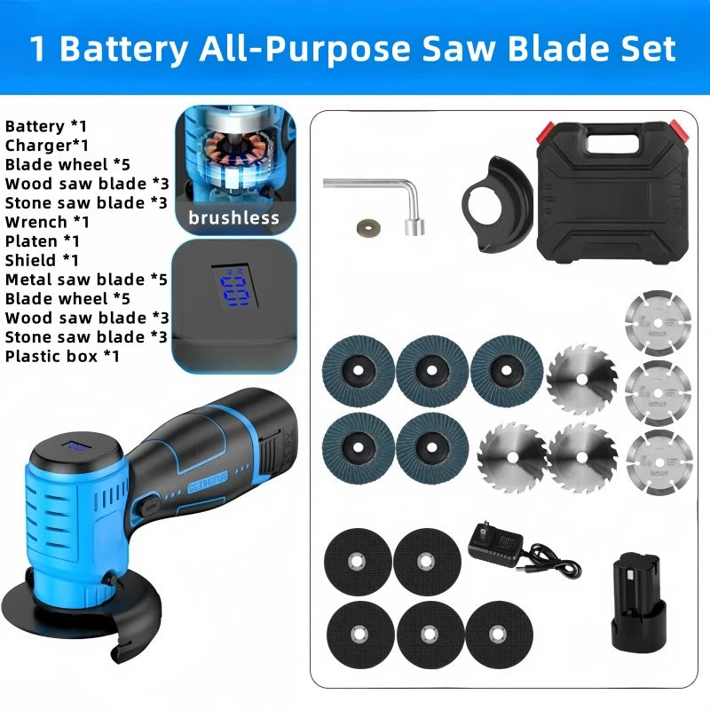 16.8V Brushless Angle Grinder 20000RPM Electric Polishing Grinding Machine Mini Cordless Cutting Lithium Battery Power Tool