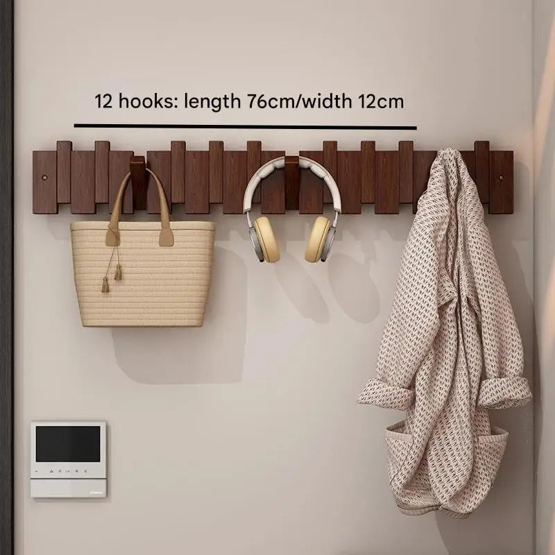Solid Wood Door Back Coat Hooks Entrance Rack No Drilling Wall Mounted Clothes Hanger for Home Decor