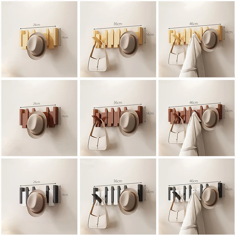 Walnut Wood Coat Rack Wall Mounted Hooks Key Clothes Hanger Hallway Door Home Bedroom Entrance Decor Organizer Rack